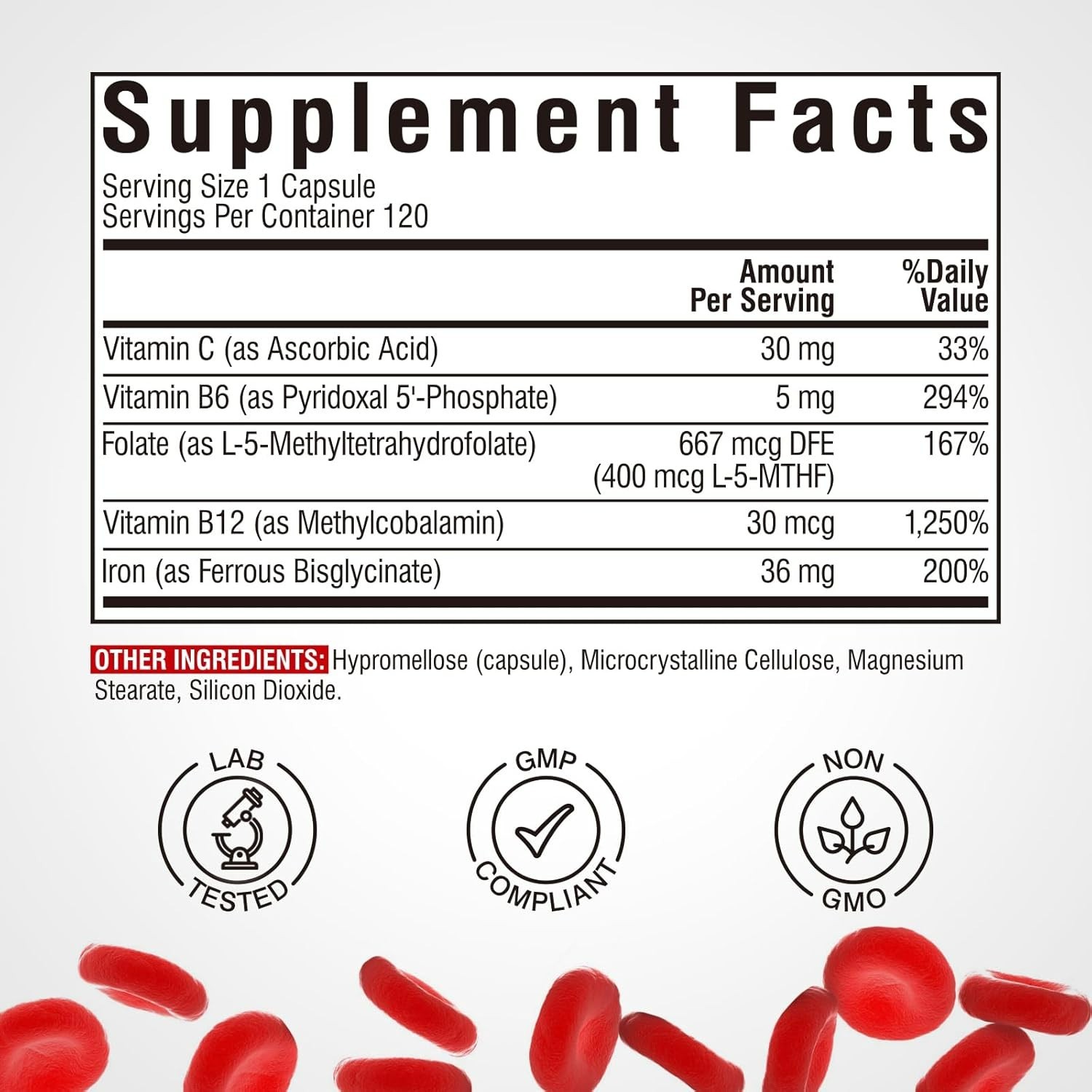 Iron Supplement for Women & Men with Vitamins C B6 B12 & Folate for Iron Defi…