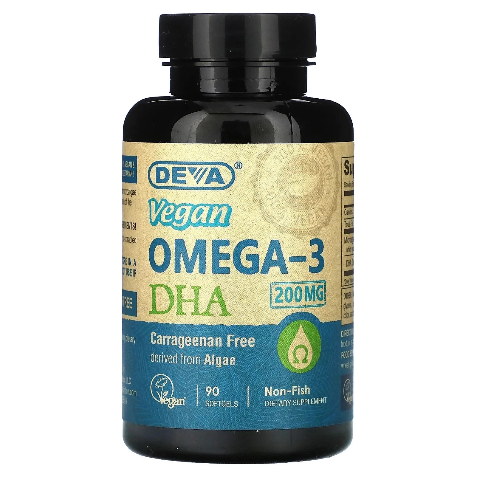Deva Nutrition Vegan Omega-3 DHA Non-Fish 90 Sgels Each (Pack of 3)