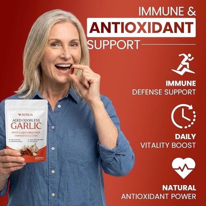 Resilia Garlic Extract 600mg Softgels (60 Count) – Odorless Aged Garlic Extra…