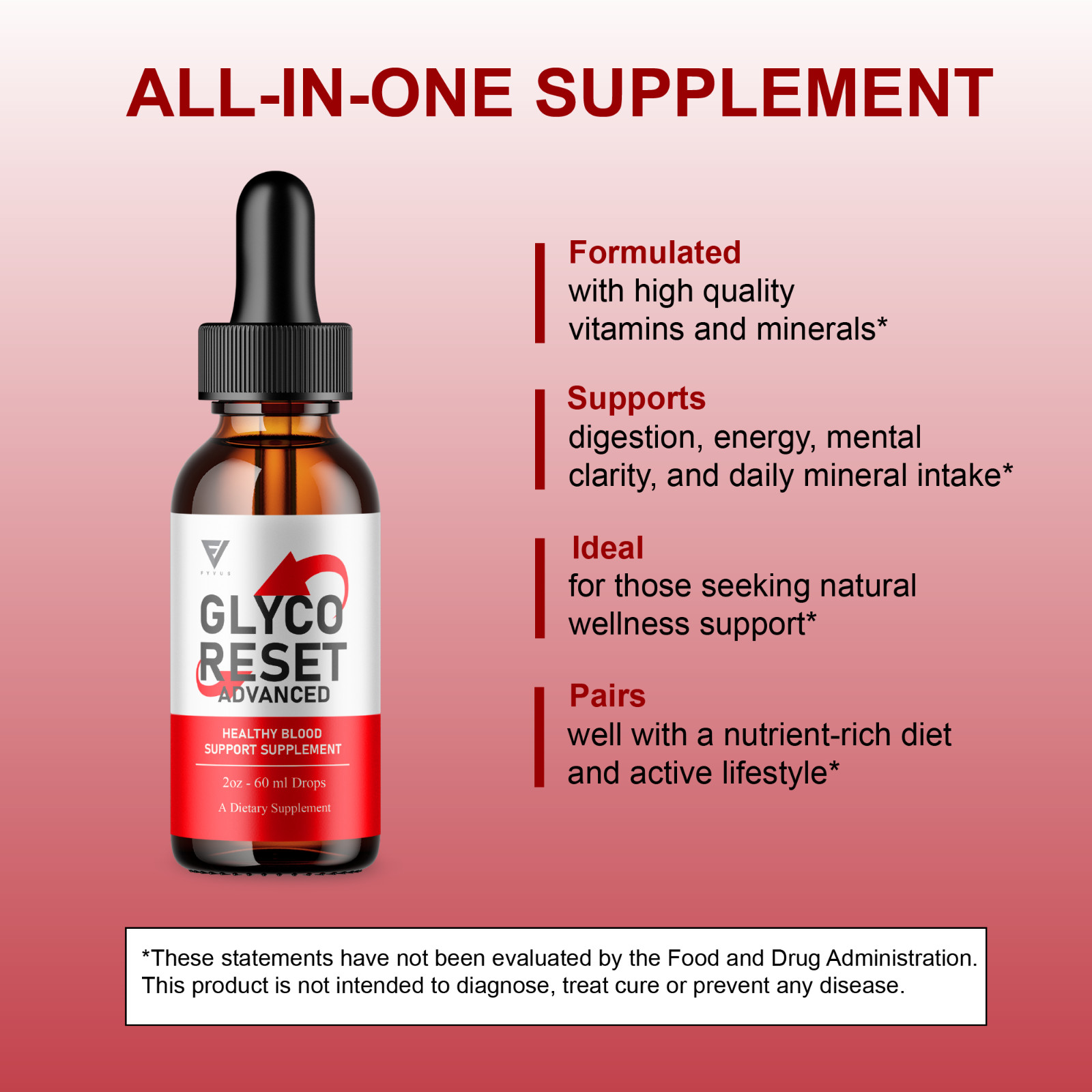 (5 Pack) Glyco Reset Drops, GlycoReset Premium Blood Support Supplement (10oz)