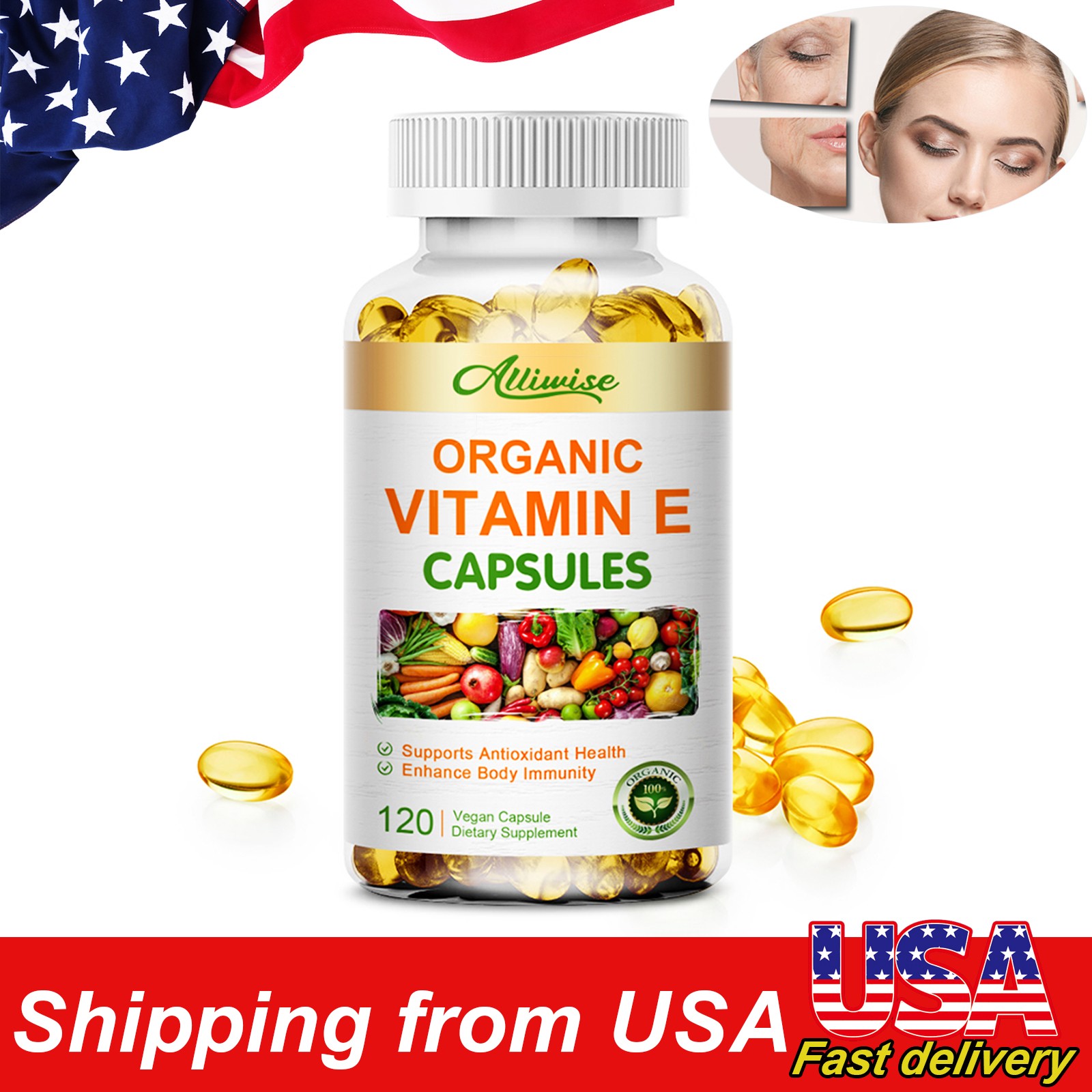 Vitamin E 1000 Iu 670mg Capsules – Supports Skin, Hair, Immune and Eye Health