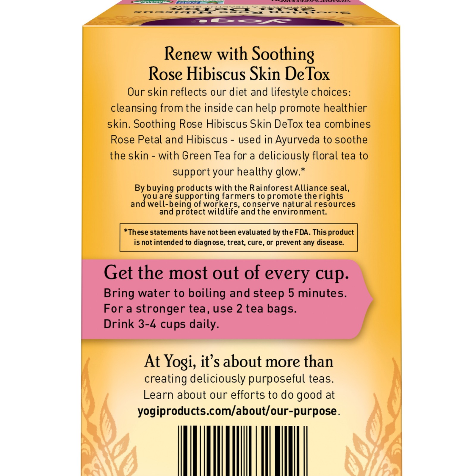 Yogi Tea – Soothing Rose Hibiscus Skin DeTox (6 Pack) – 96 Tea Bags