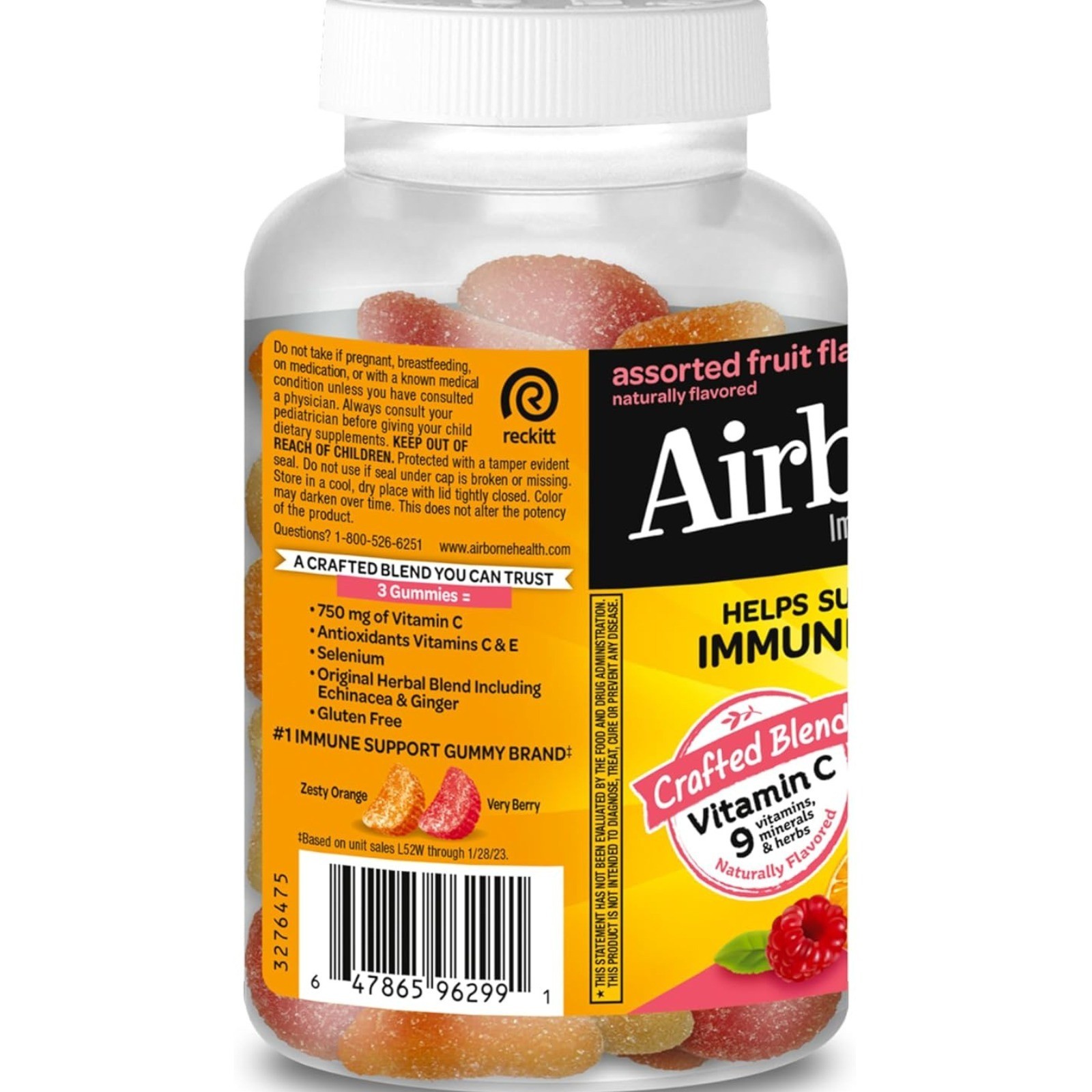 Airborne 750mg Vitamin C Gummies Immune Support Supplement Antio