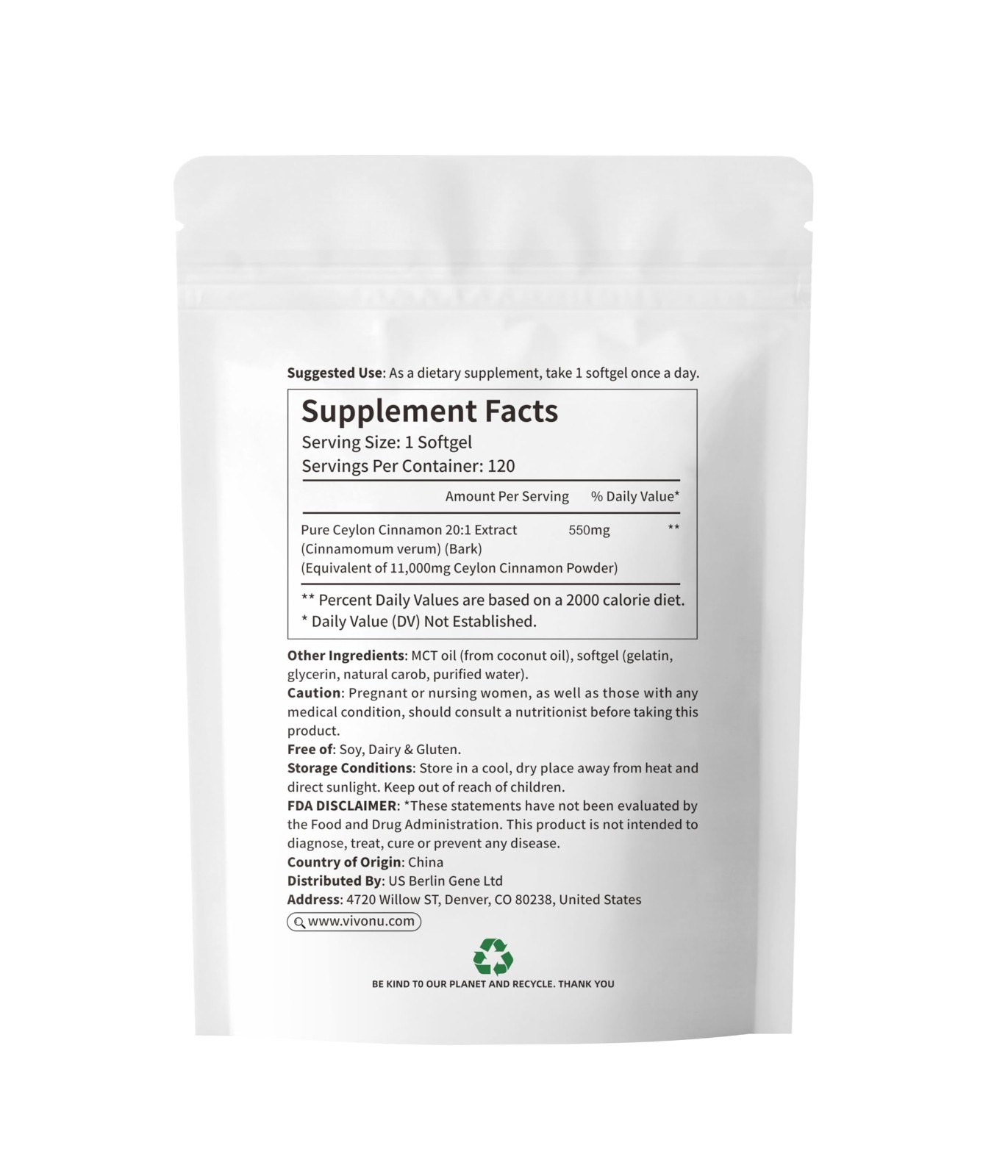 Organic Ceylon Cinnamon & MCT Oil Softgels – 120 Count, Energy & Metabolism Boos