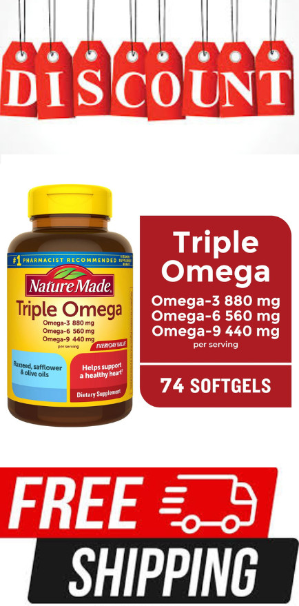 Nature Made Triple Omega 369 Softgels, Dietary Supplement, 74 Count