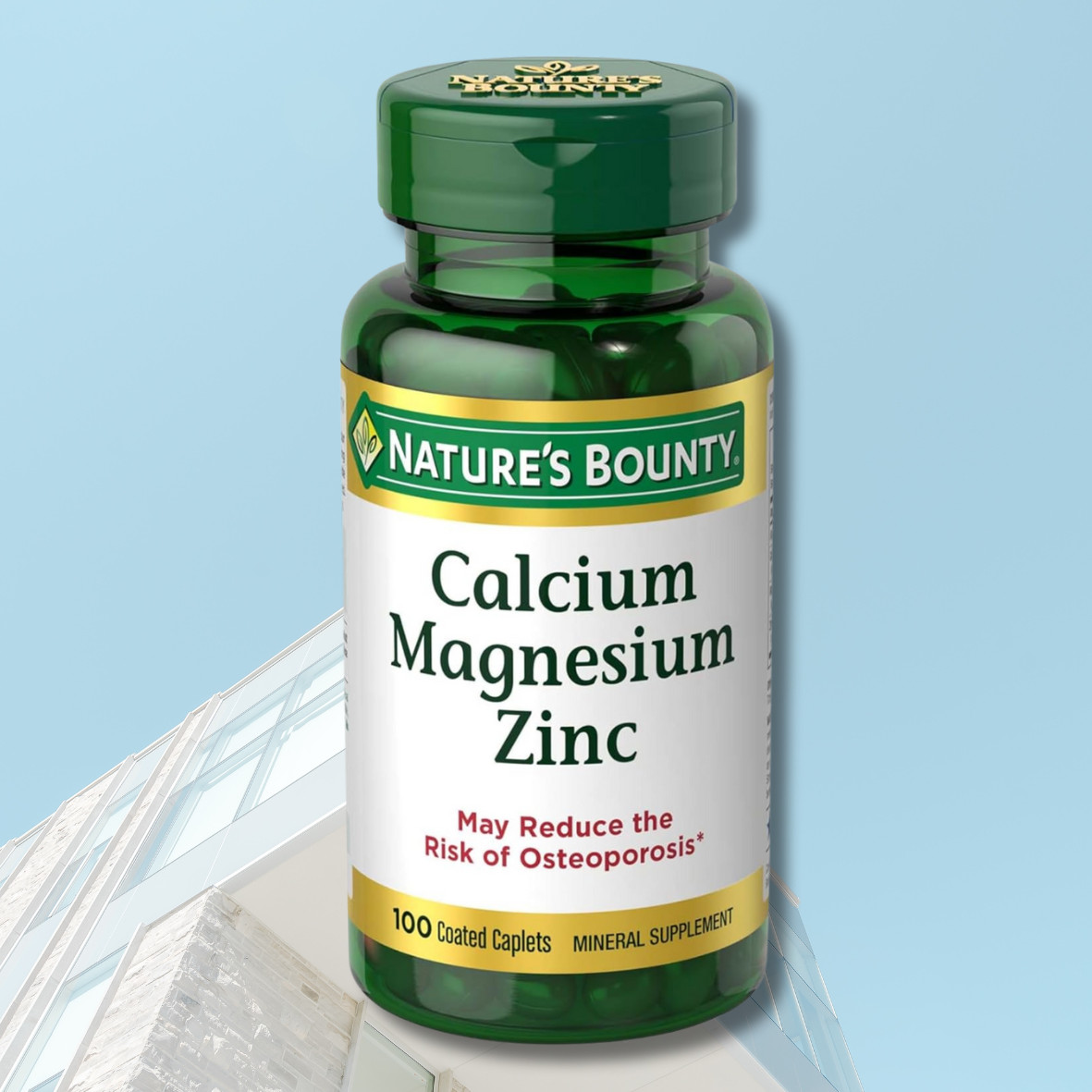 Calcium Magnesium Zinc + Vitamin D-3 – 100 Caplets, Bone Muscle Immune Support