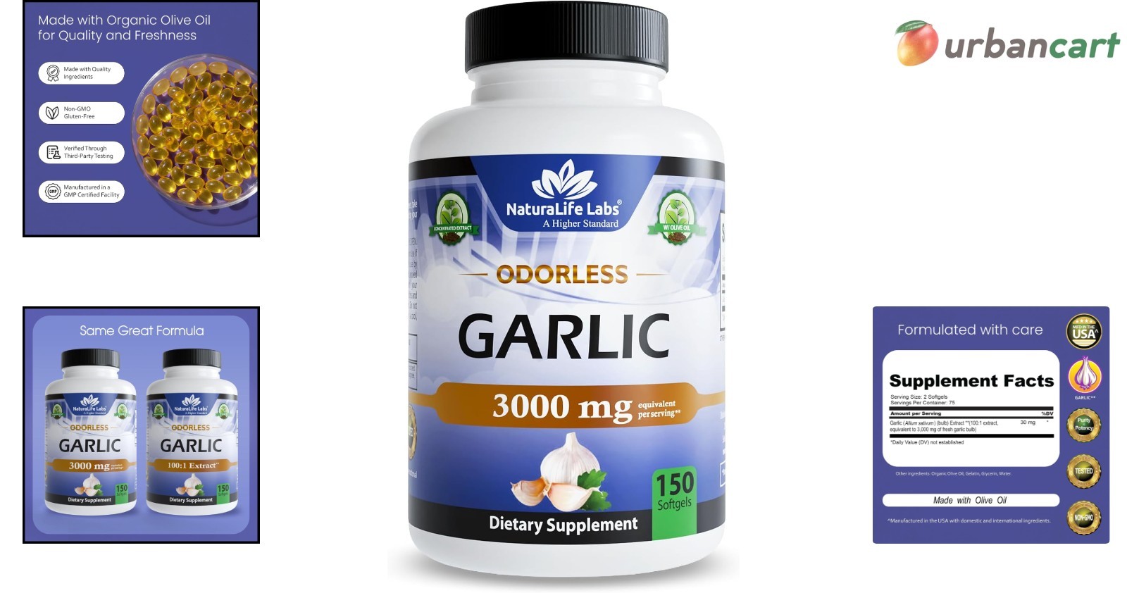 Odorless Garlic Softgels – Pure Immune Support, Gluten-Free, 150 Count