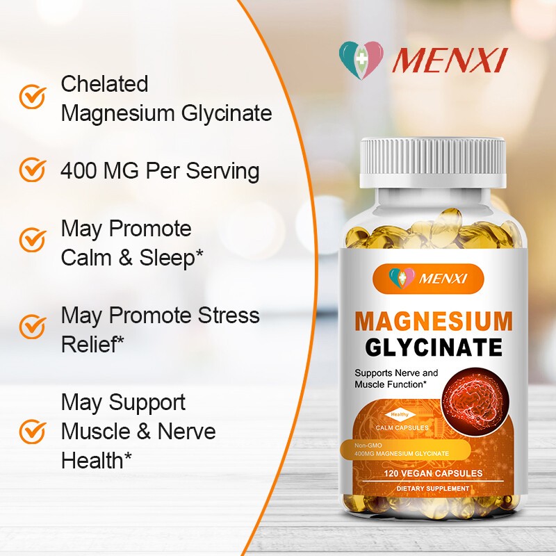 1-4 Packs Magnesium Glycinate 400mg Capsules Support Stress Relief Muscle Bone