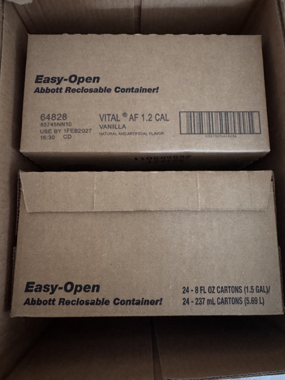 1 Case Vital AF 1.2 Cal Vanilla Oral/tube feeding 8 oz. Carton 24/Case EX 02/27