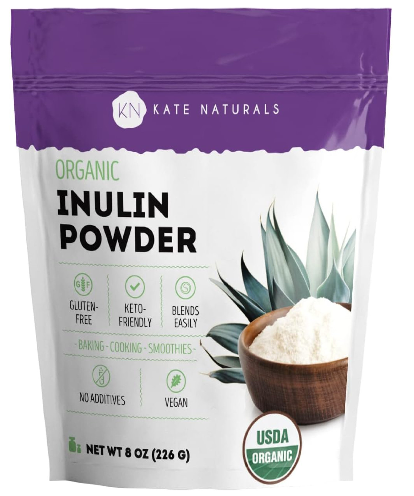 Inulin Powder Organic for Prebiotic Fiber and Gut Health. Mix Well with Coffee &