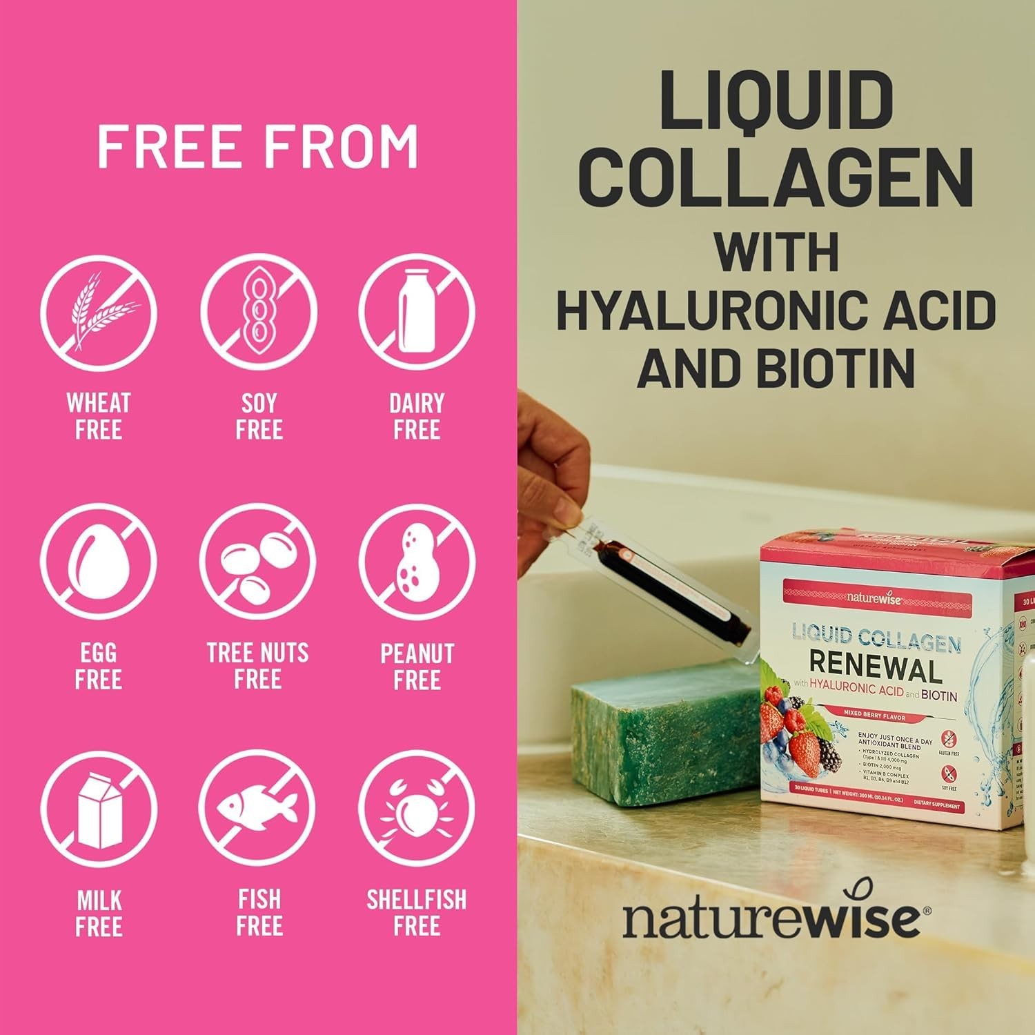 Liquid Collagen Supplement 4000mg 10 Tubes 3.38 Fl Oz Mixed Berry Natural