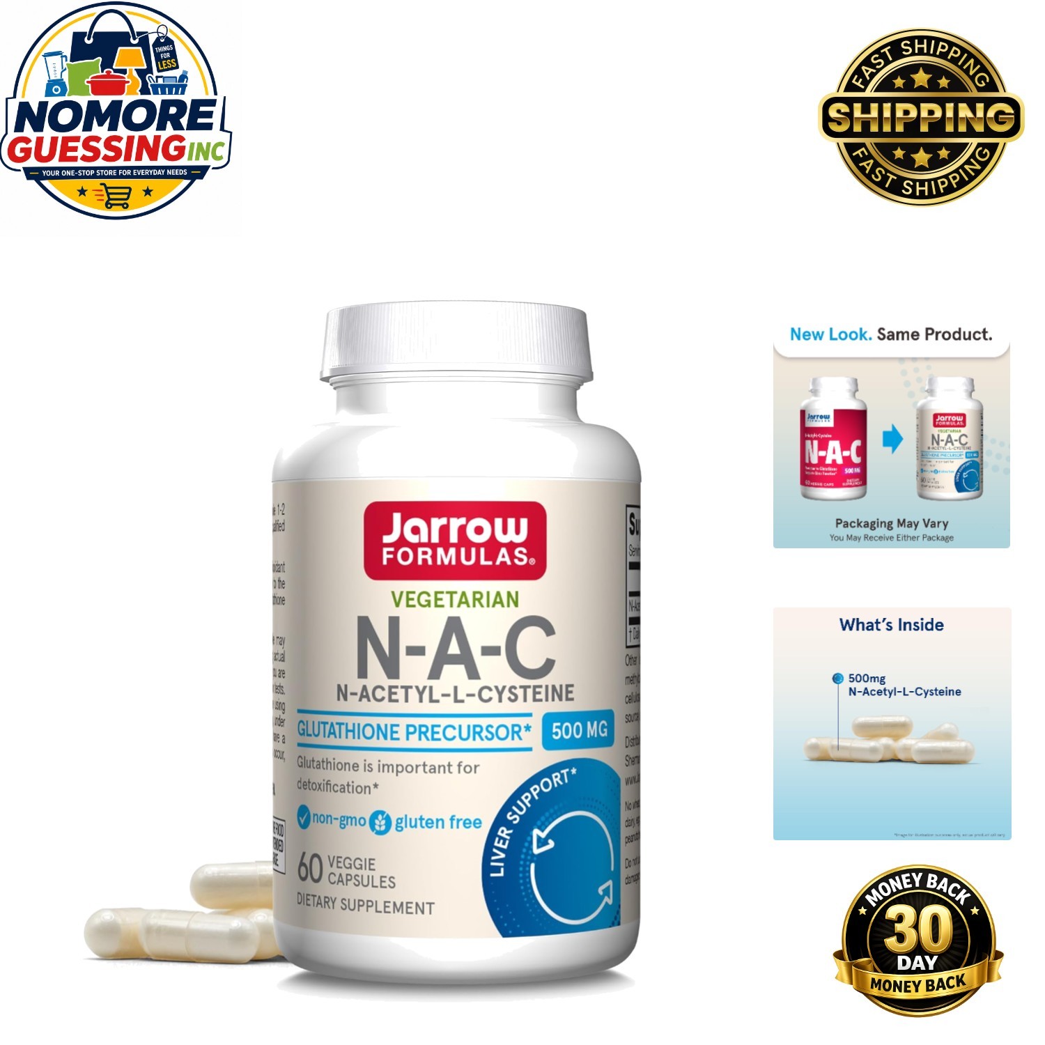 N-A-C 500 mg – Antioxidant Supplement for Healthy Liver Function, 60 Count