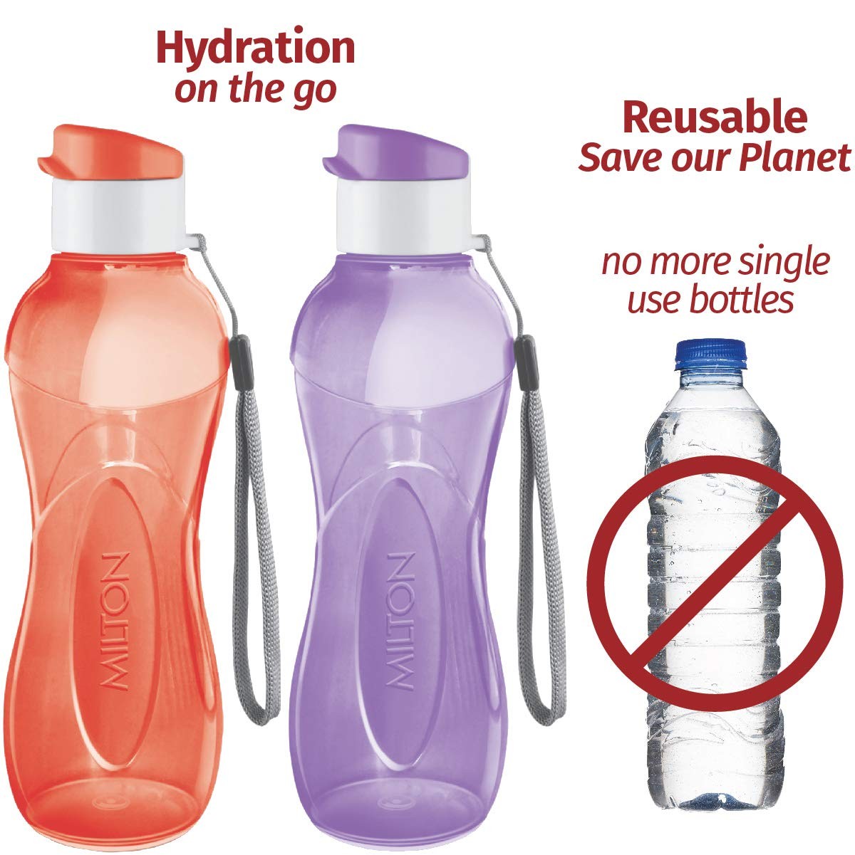 MILTON Water Bottle Kids Reusable Leakproof 17 Oz 4-Pack Bright 4 pack