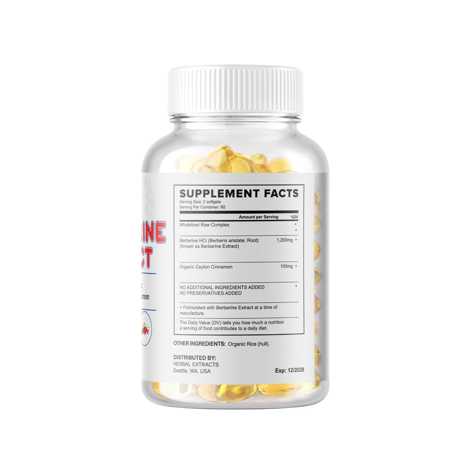 Berberine HCL Extract 1200mg Anti-Inflammatory, Healthy Cholesterol 120 Premium