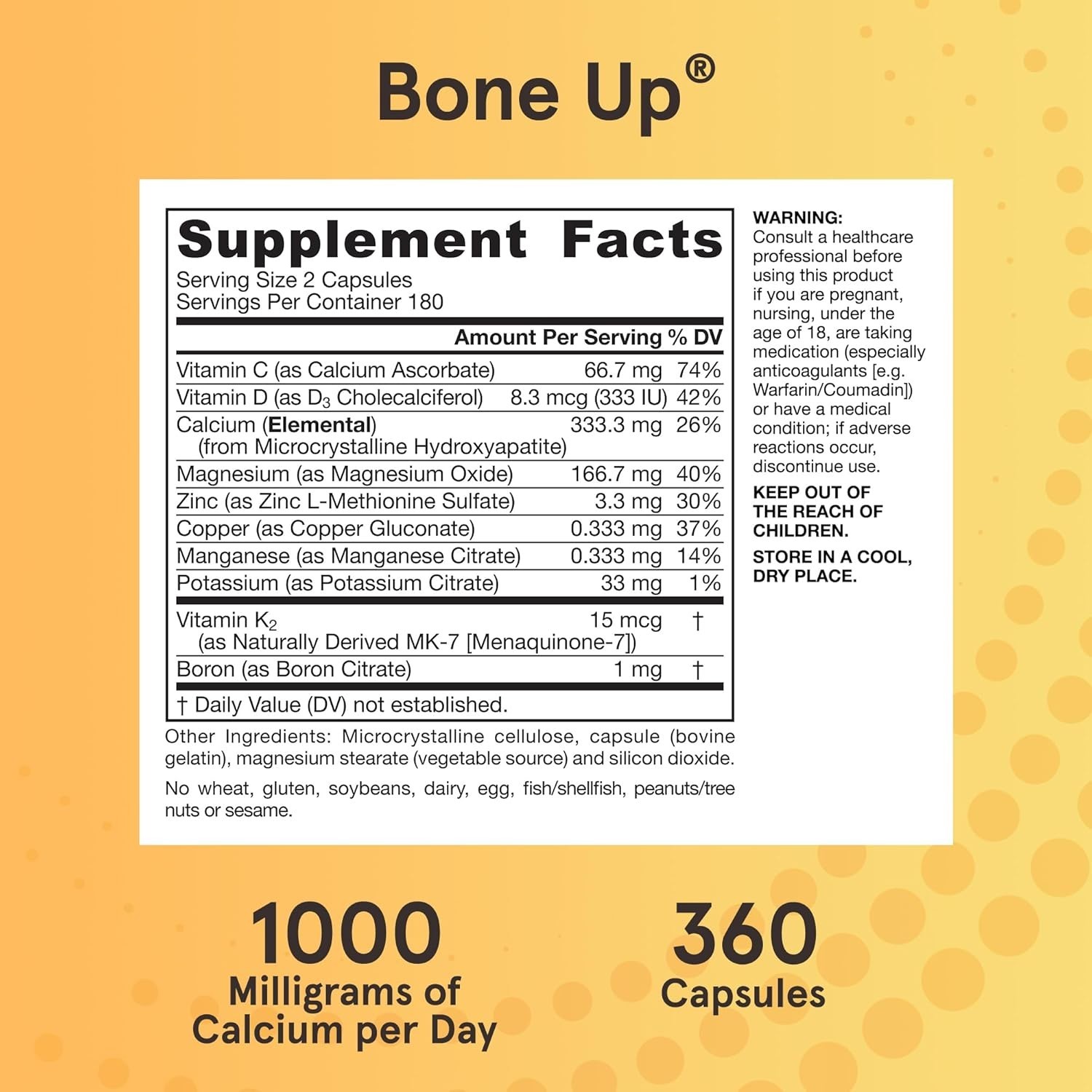 Jarrow Bone-Up, Calcium & Vitamin Support 360 Capsules Each (Pack of 3)