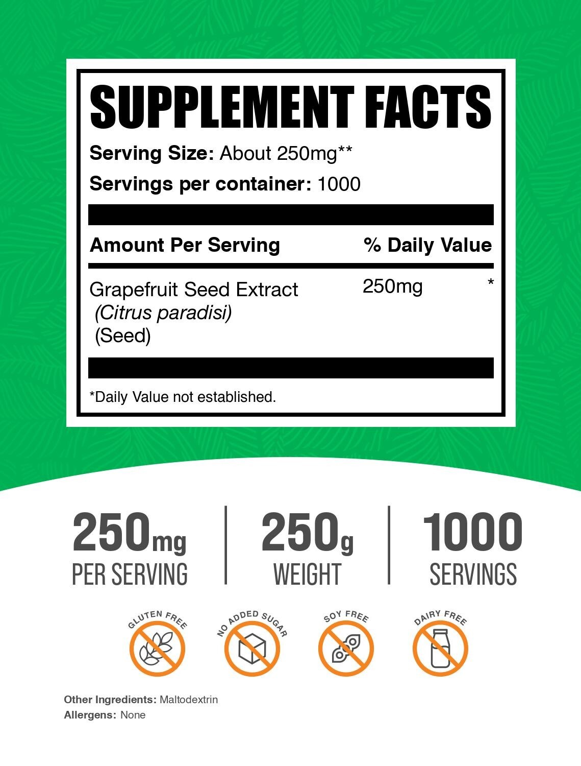 BulkSupplements Grapefruit Seed Extract Powder 250g – 250mg Per Serving