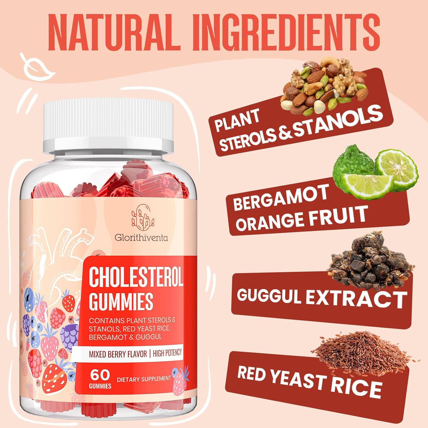 Cholesterol Supplement Gummies with Plant Sterols & Stanols 60 Counts EXP:11/28