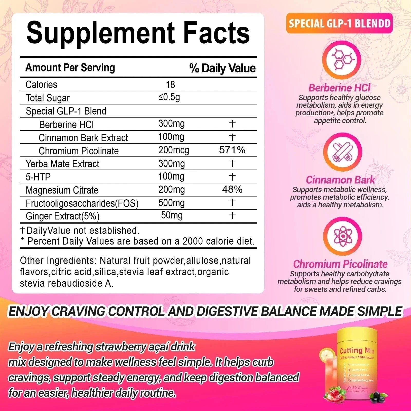 LeeFar Cutting Drink Mix – Berberine, Chromium, FOS, Yerba Mate NEW