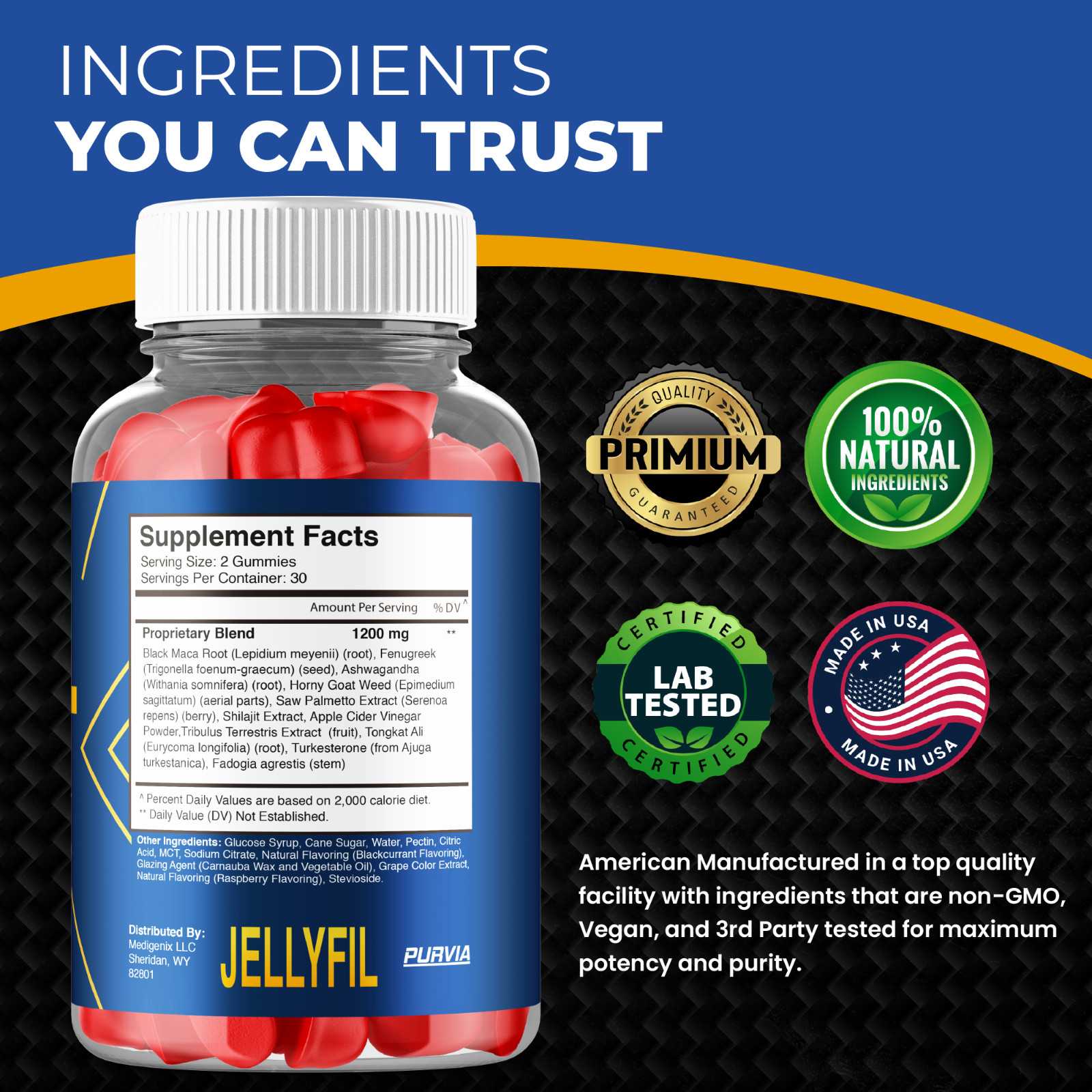 (5 Pack) Jellyfil Gummies For Men Jelly Fil Male Premium Supplements (300 ct)