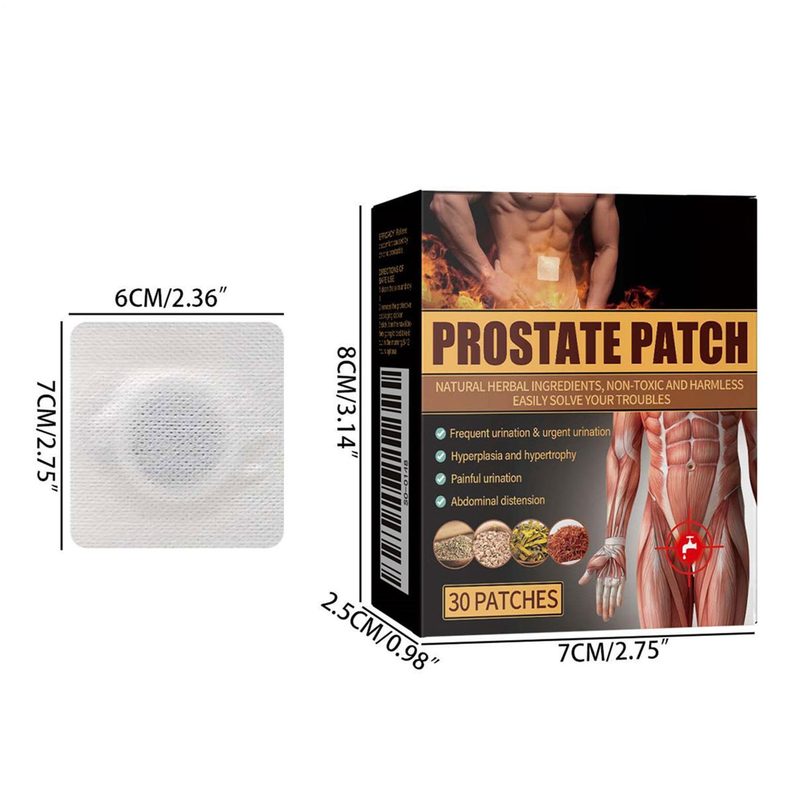 30 Pieces Men’s Prostate Care Patch，Natural Urinary Strength Daily Support