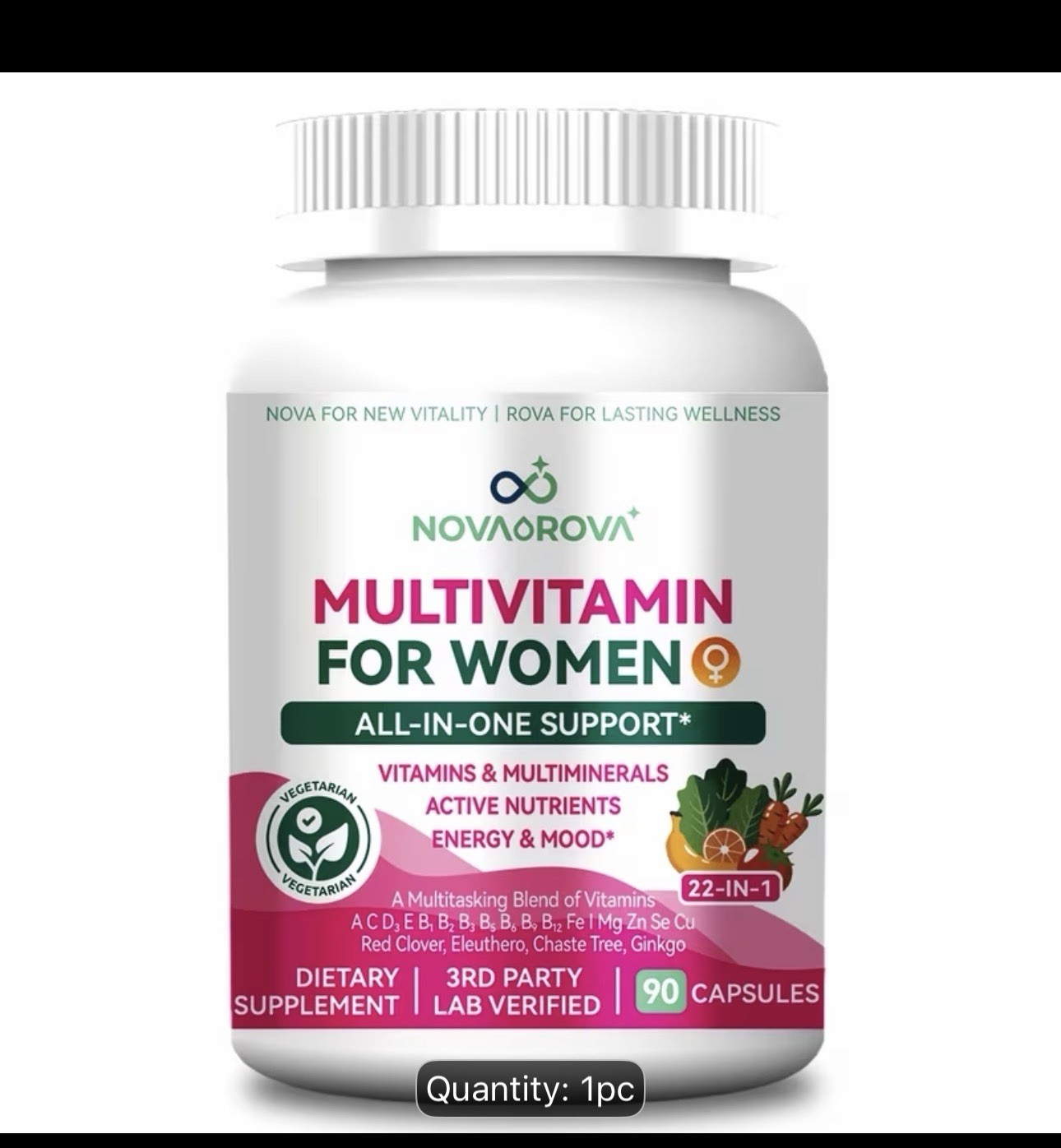 1pc Women Multivitamin Active B12 & 5-MTHF Iron, Zinc 90 Counts