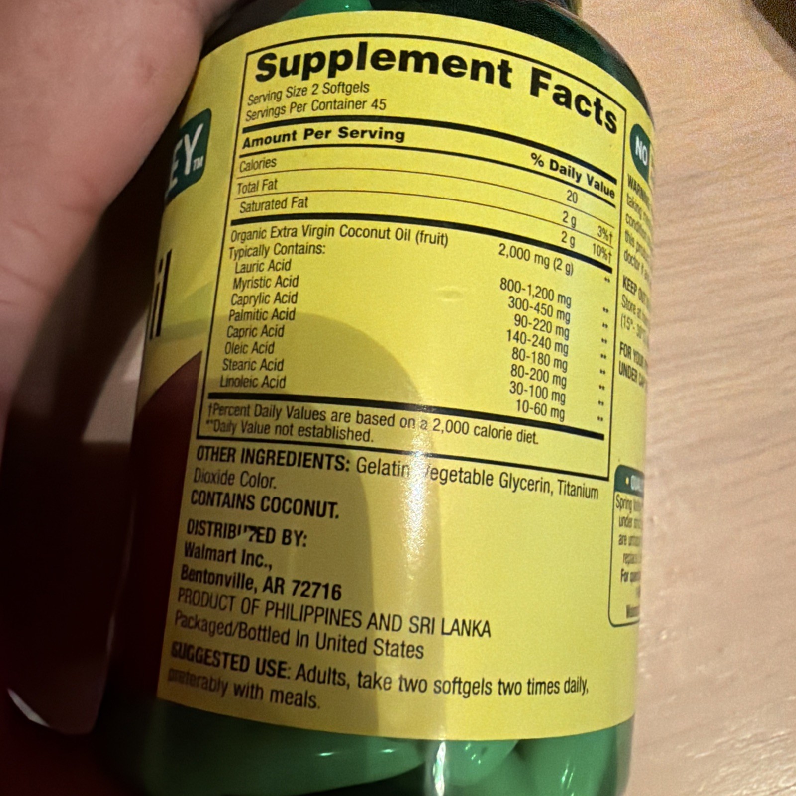 Spring Valley Extra Virgin Coconut Oil General Health & Wellness Softgels 8/26