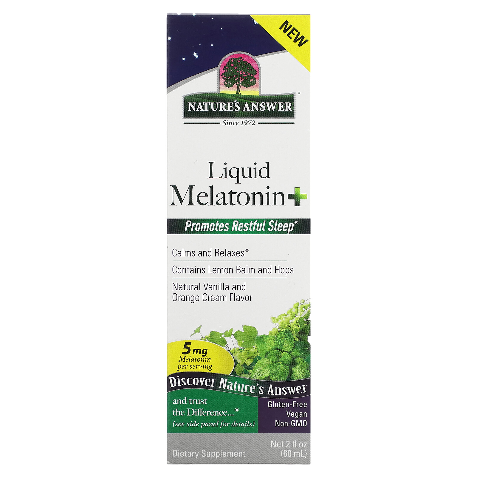 Liquid Melatonin+, Natural Vanilla and Orange Cream, 5 mg, 2 fl oz (60 ml)