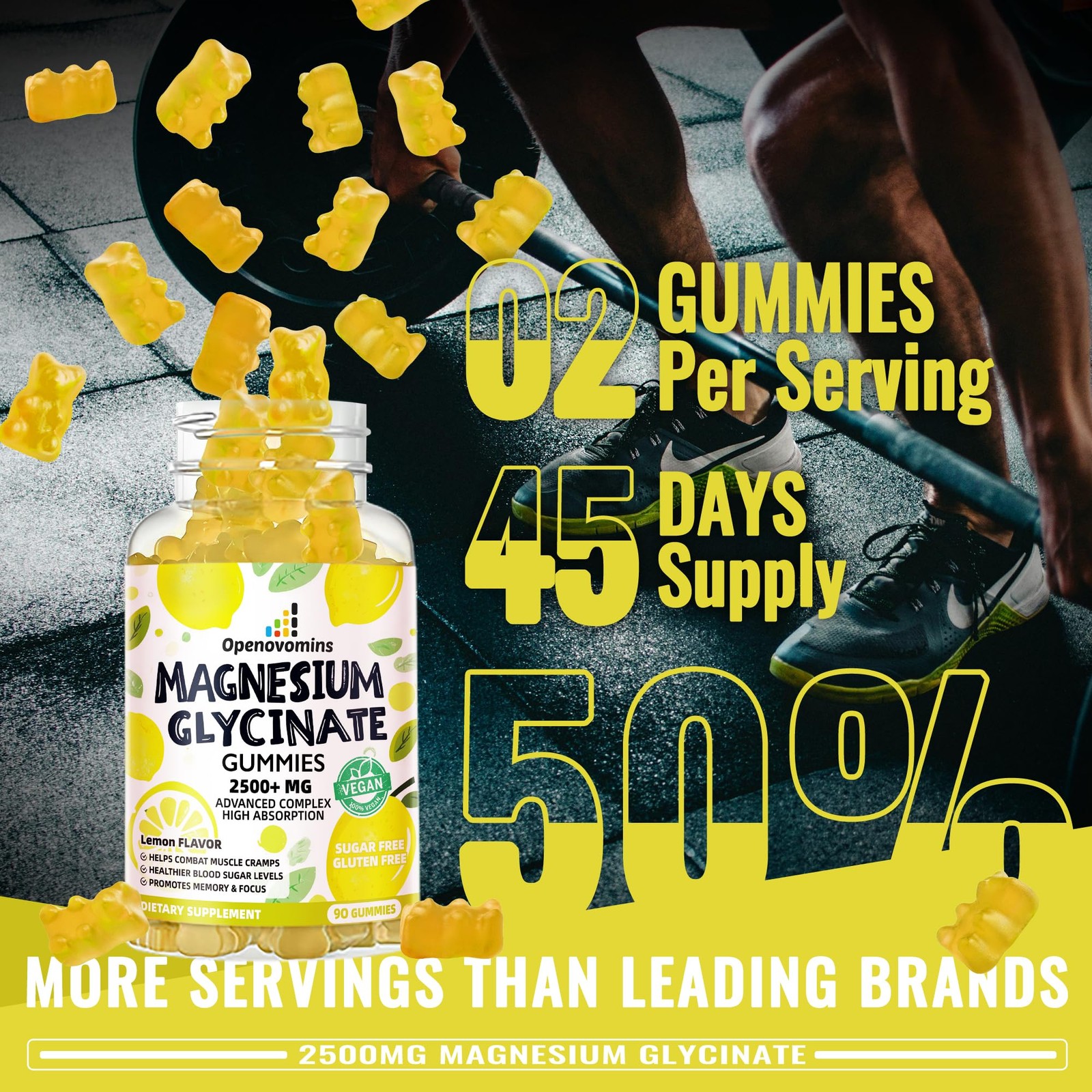 Magnesium Glycinate Gummies 2500mg – Sugar Free Potassium…