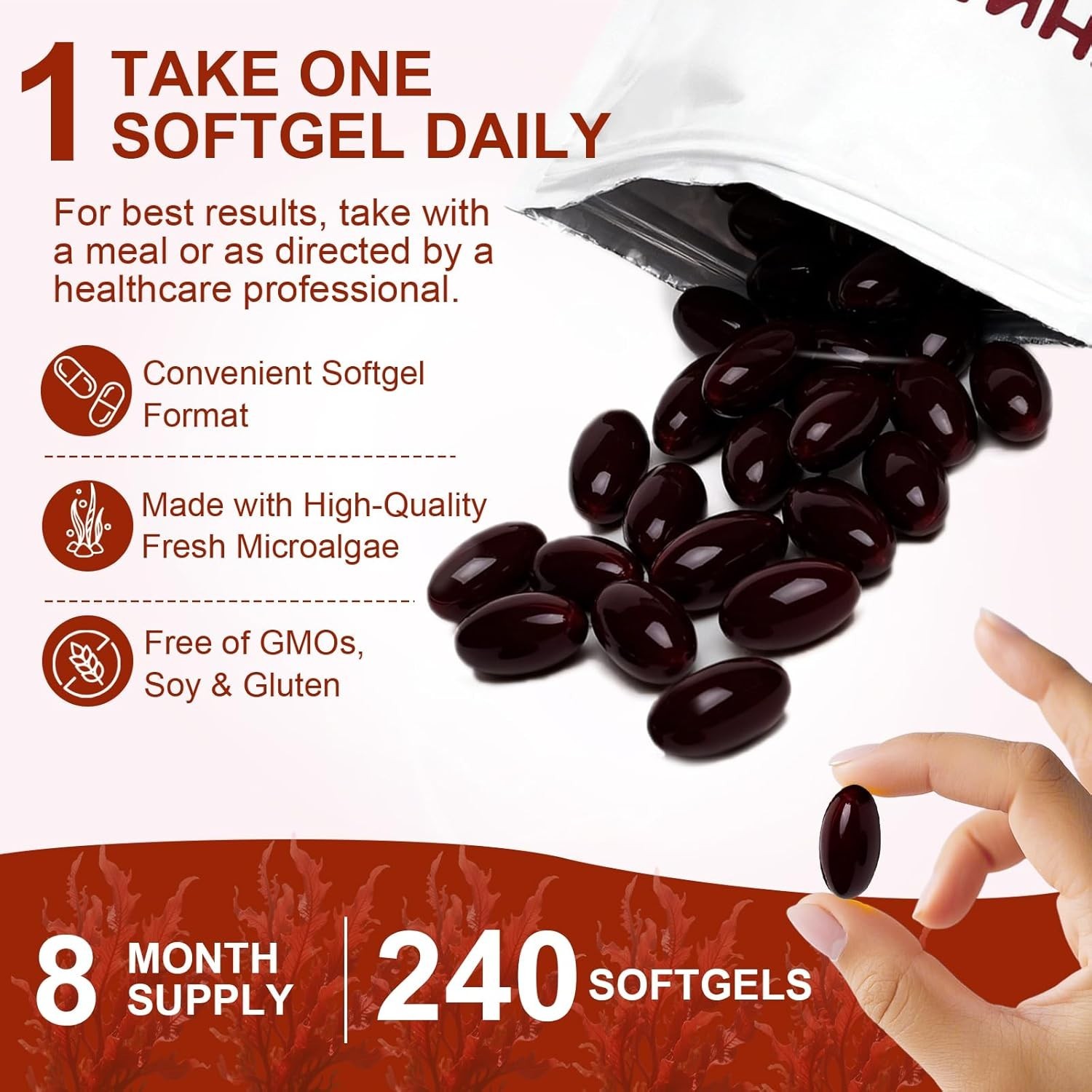 Rovina Astaxanthin, Baleno Astaxanthin 12Mg Antioxidant Supplement for Daily Wel