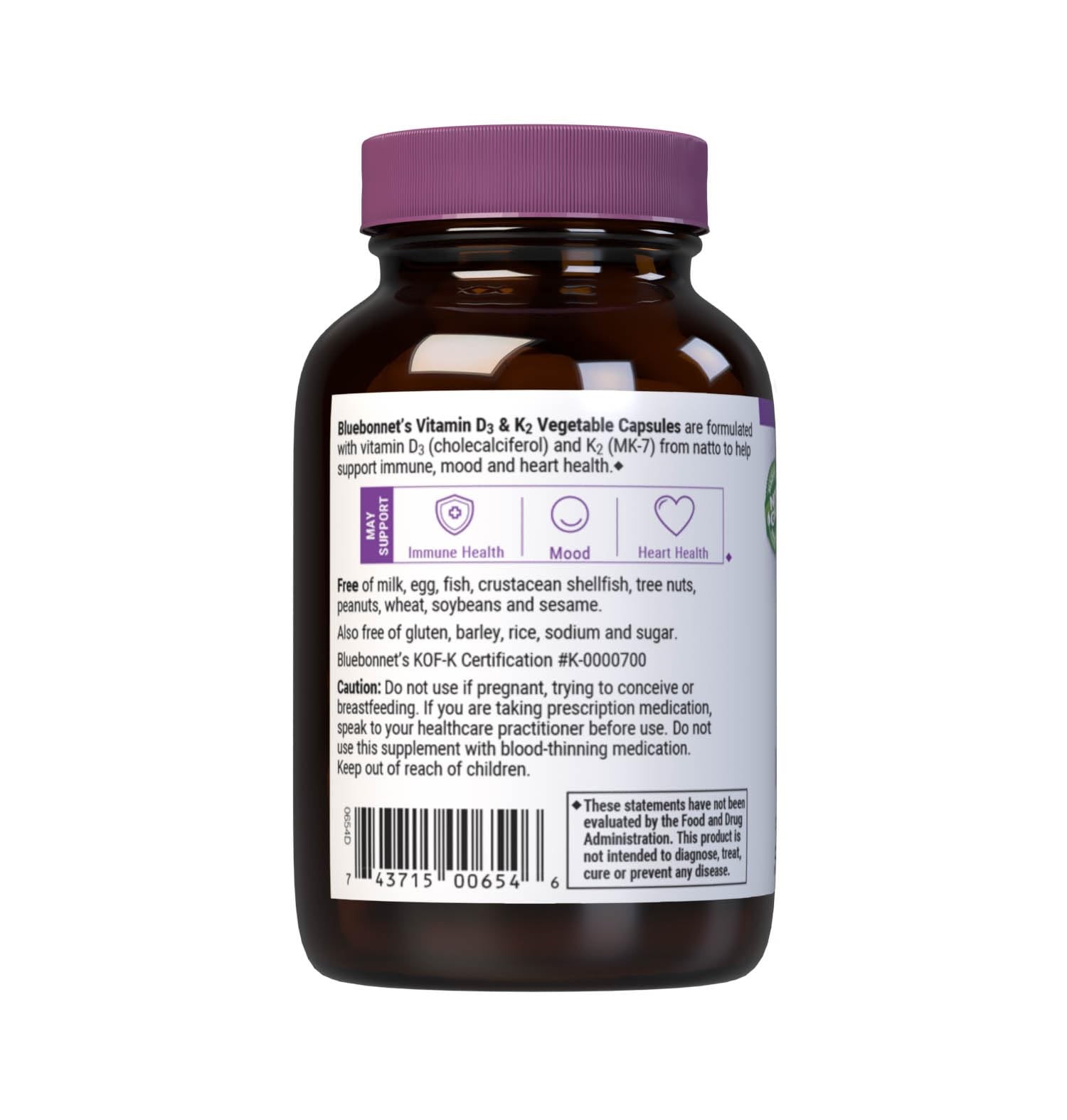 Bluebonnet Nutrition Vitamin D3 & K2, Soy-Free, for Strong-Healthy Bones*, Gl…