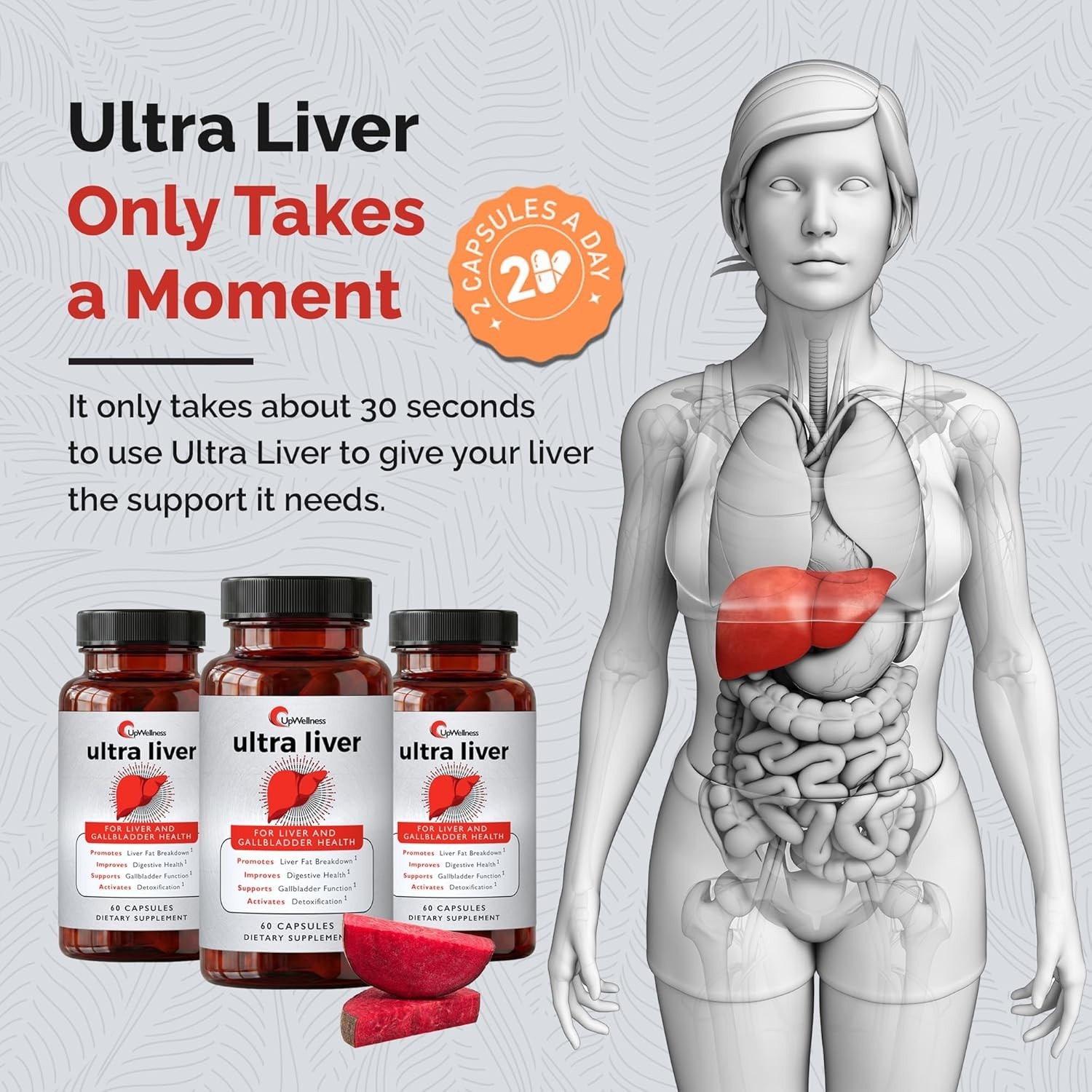 UpWellness Ultra Liver Supplement for Liver Health AND Gallbladder Support