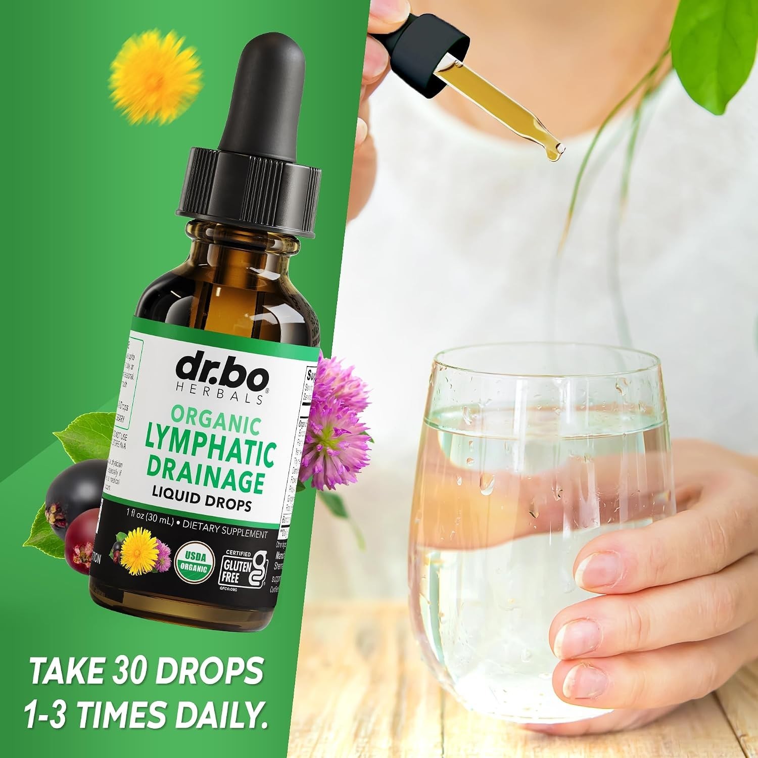 Non-GMO Lymphatic Detox Drops – 1oz Organic Herbal Blend for Wellness
