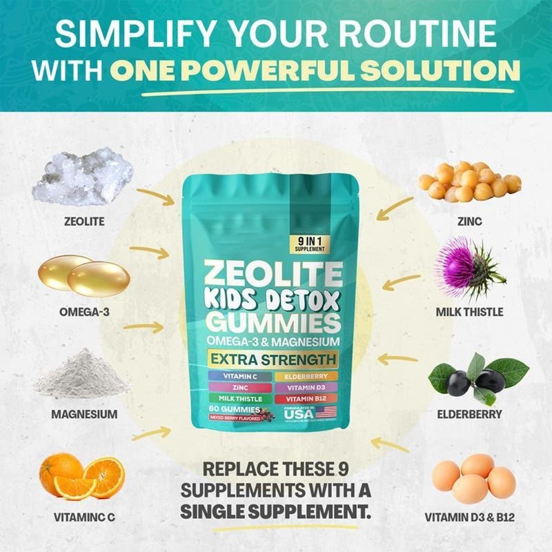 Kids Zeolite Detox All-in-One Mixed Flavored Berry 60 Gummies Gummies-