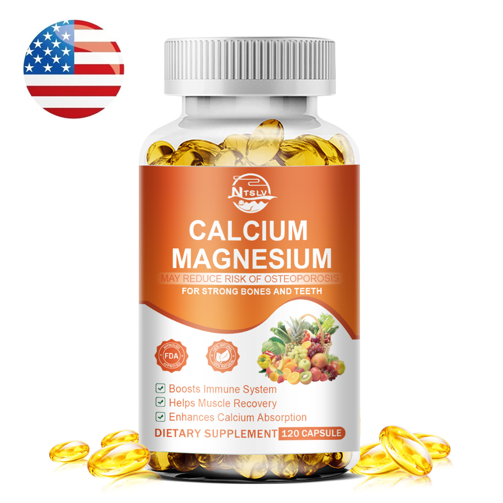 120 Magnesium Capsule Zinc Vitamin D3 Calcium Complex Promote Bones & Teeth