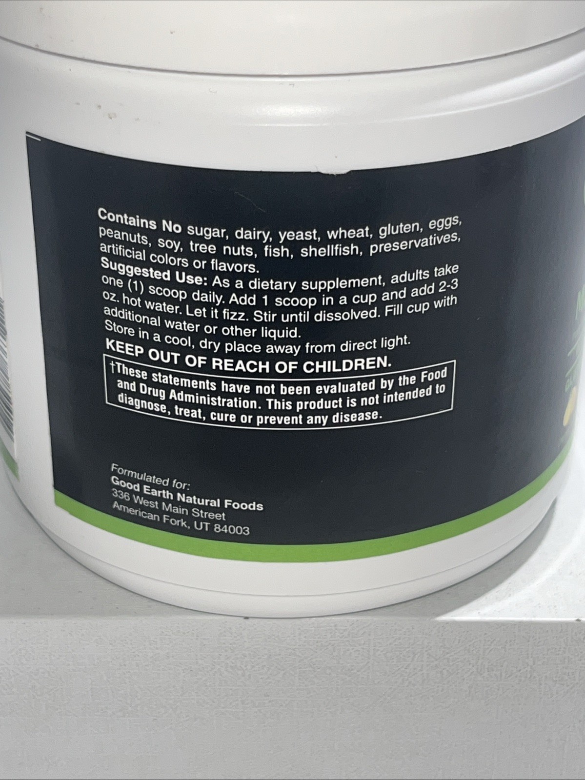 Sealed Good Earth Whole Food Magnesium Powder Lemon Flavor, 70 Servings