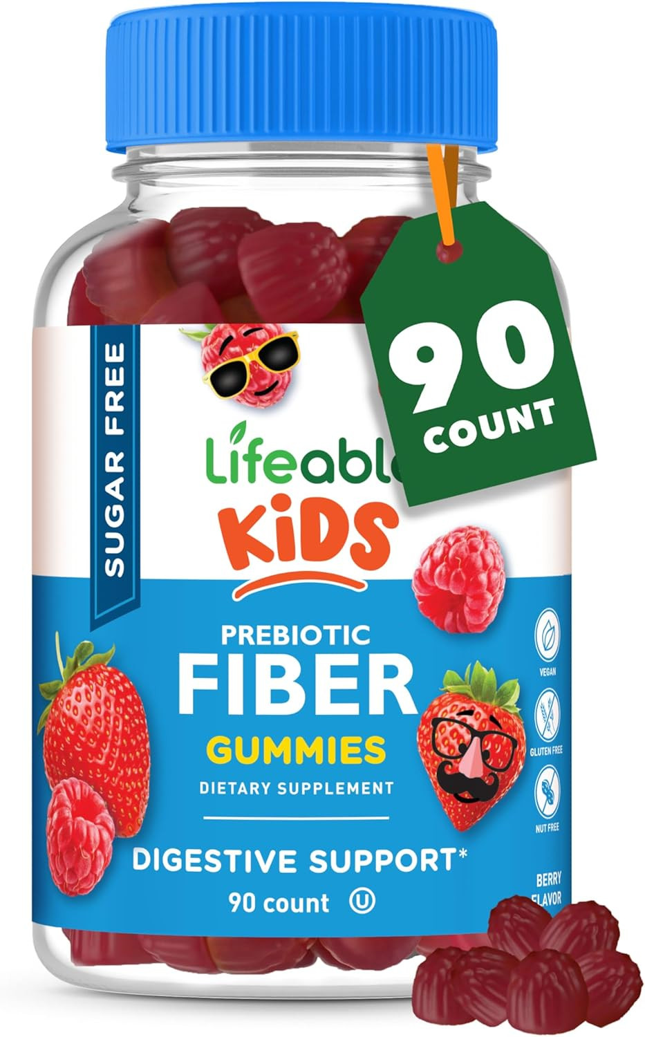 Sugar Free Prebiotic Kids Fiber Gummies | 4G Fiber for Kids | Great Tasting V…