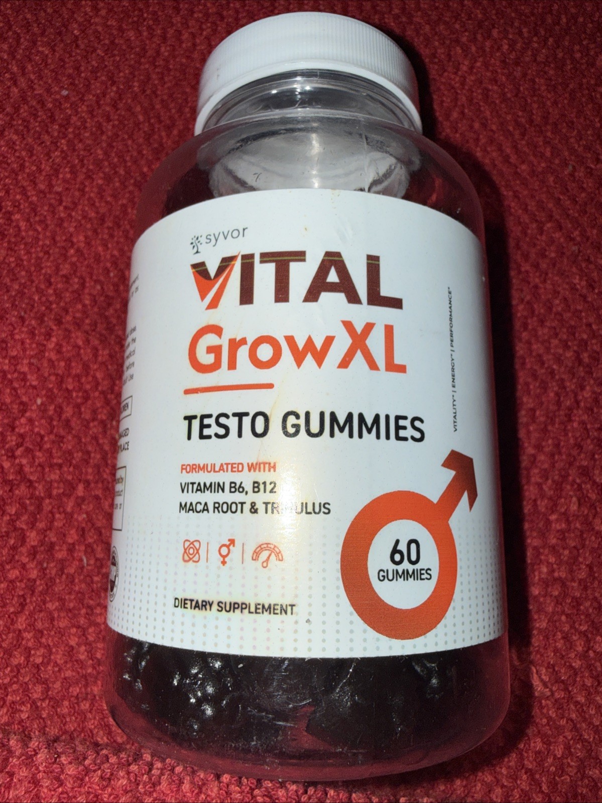 Syvor Vital Grow XL Gummies 60 Gummies Vitamin B6, B12, Maca Root And Tribulus