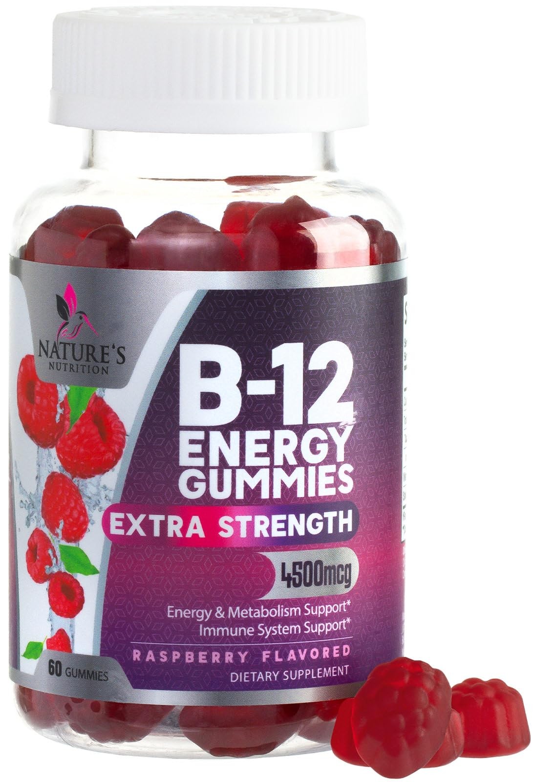 B12 Energy Gummies 4500 mcg – Extra Strength Vitamin 60 Count (Pack of 1)