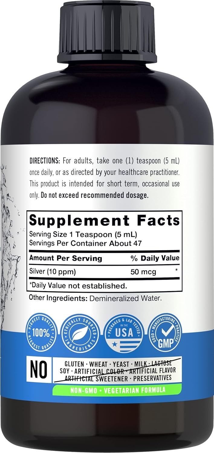 Carlyle Colloidal Silver | 10 Ppm | 8 Oz (236 Ml) | Nano Silver Technology | Veg