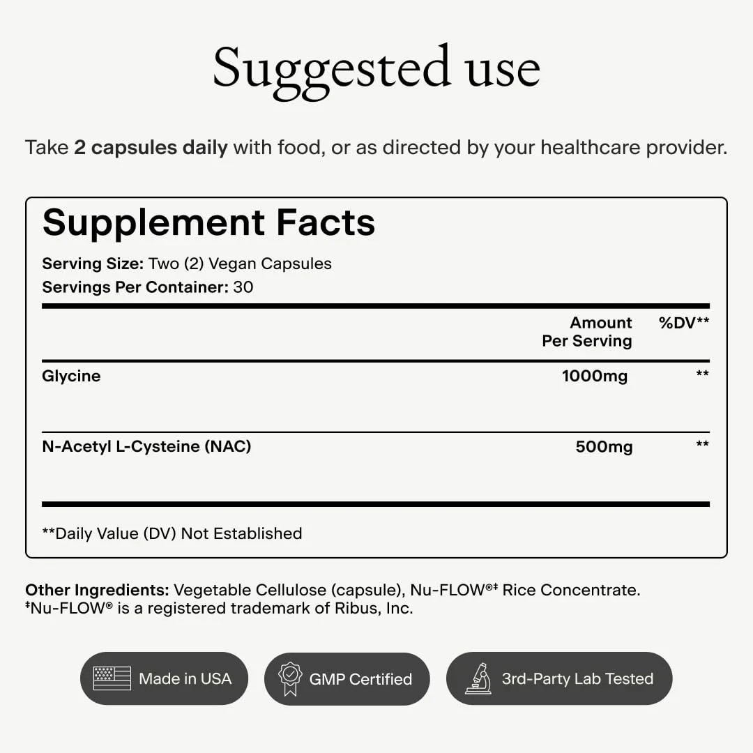 OMRE Glycine 1000mg + NAC Supplement 500mg— Amino Acid Formula for Antioxida…