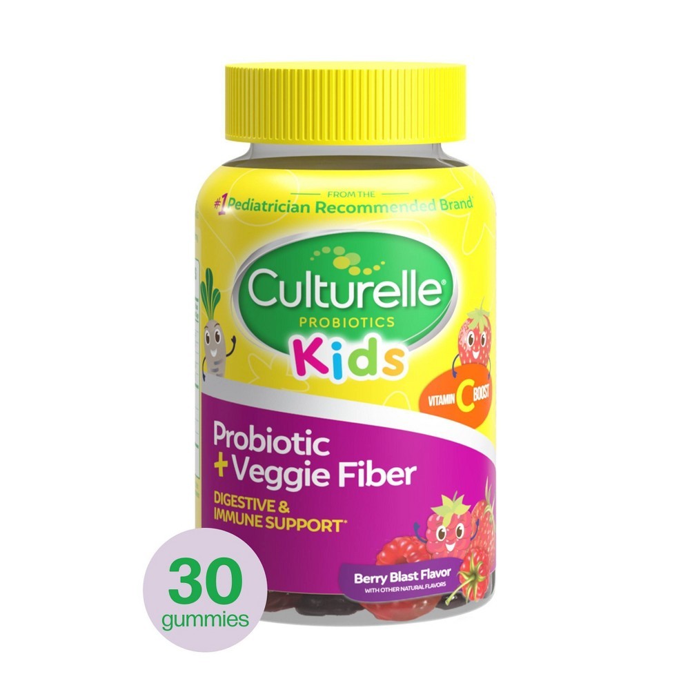 *03/2027* Culturelle Kids Probiotic + Gluten Free Veggie Fiber Gummies – Berry –