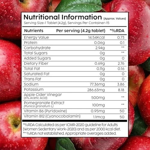 Plix ACV Effervescent Tablets 120 Count | With Mother | Pack of 8 | Herbal