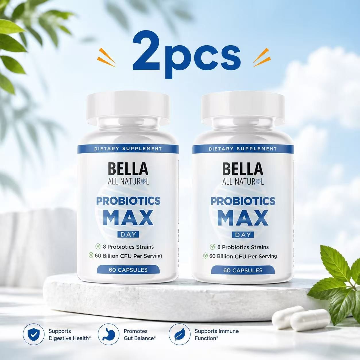 NEW Bella All All-Natural Probiotics for Digestive & Immune Health, 120 BillionC