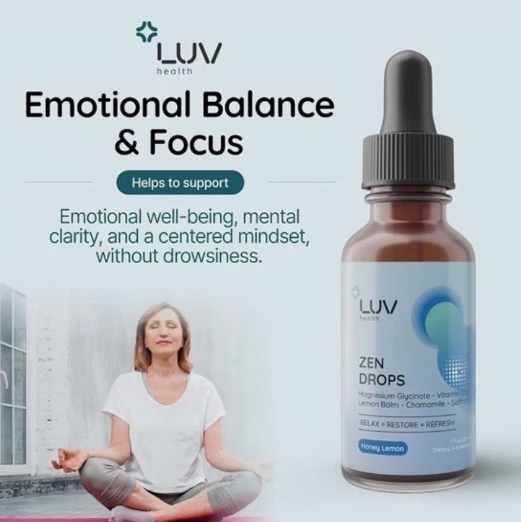 LUV Zen Drops Stress Support with Magnesium Glycinate and Lemon Balm [USA]
