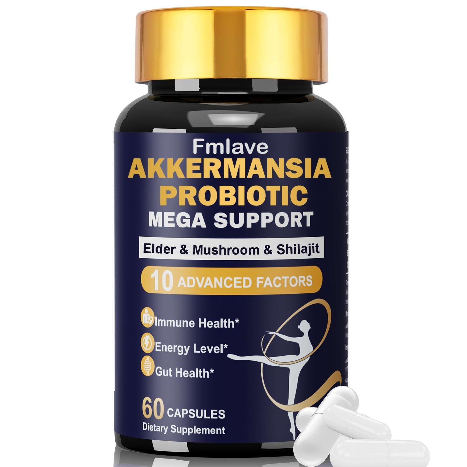 Akkermansia Muciniphila Probiotic Supplement Support Gut Health 60ct Exp 05/2027