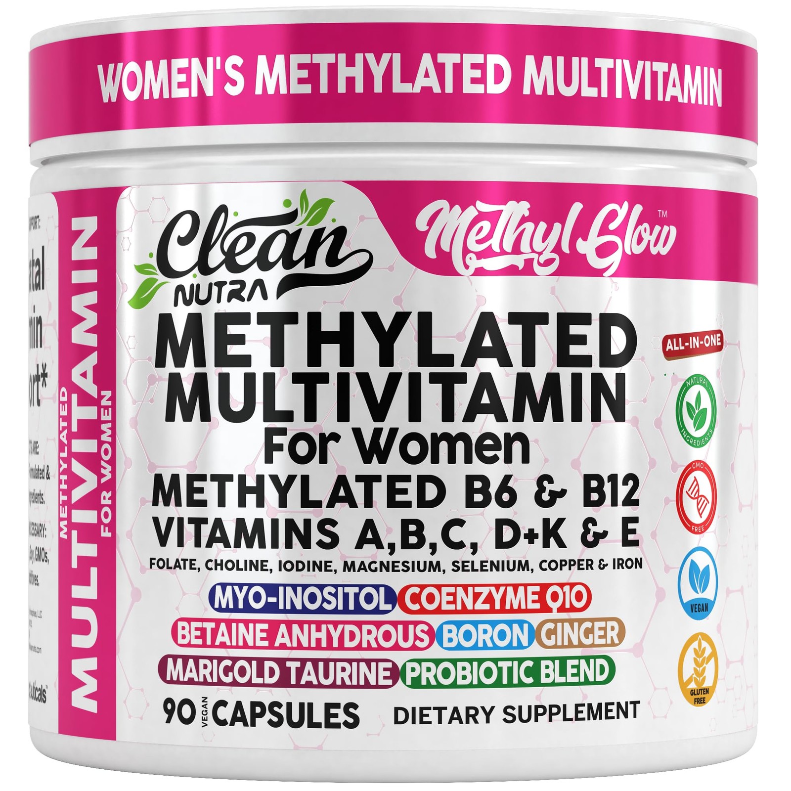 Methylated Multivitamin for Women B6 B12 A C D K E Folate Choline Omega 3 Iron