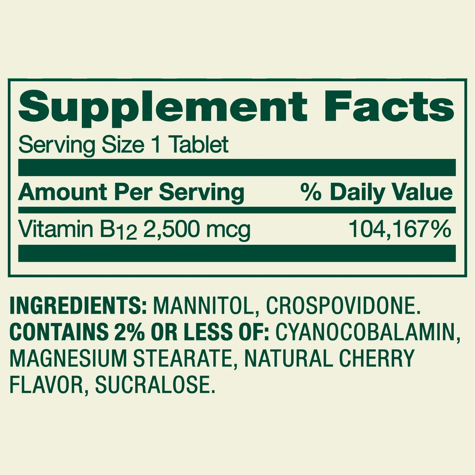 Spring Valley Vitamin B12 2500 mcg 60 Ct – Quick Dissolve Energy Support Tablets