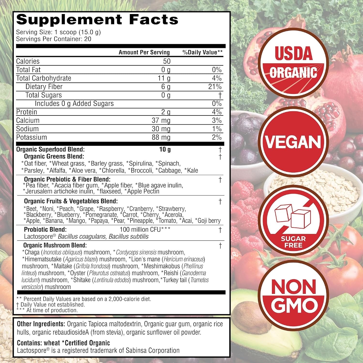 Country Farms Super Greens Organic Drink Mix 50 Superfoods 10.6 Ounce