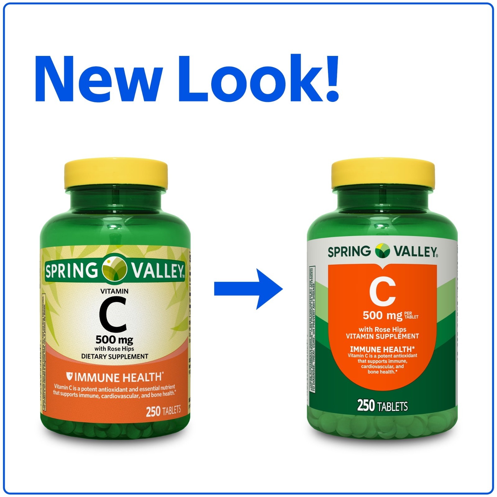 Spring Valley Vitamin C Supplement with Rose Hips, 500 mg, 250 count