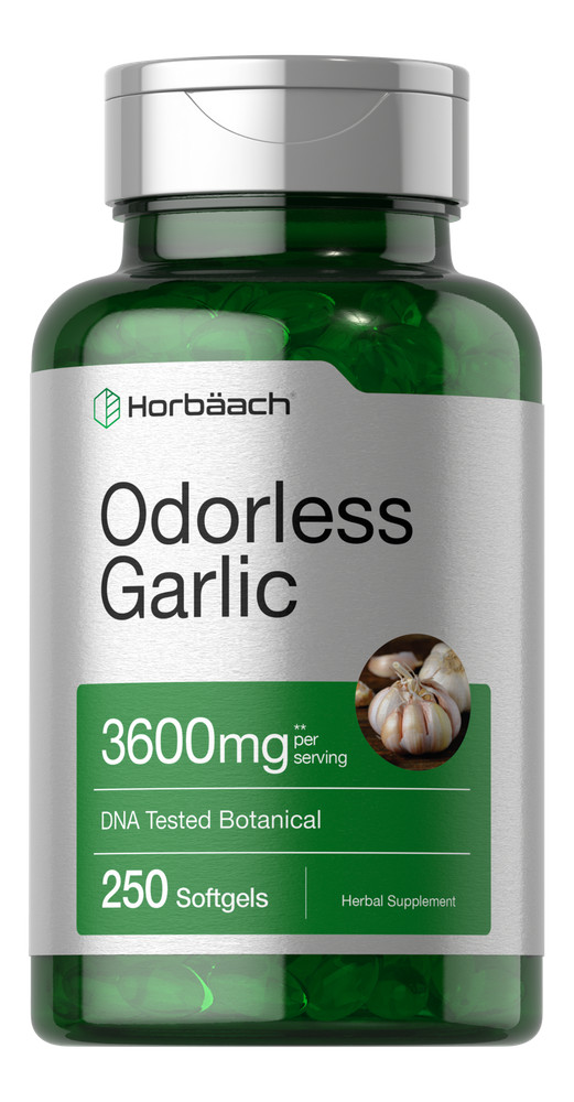 Odorless Garlic Pills 3600 mg | 250 Softgels | Ultra Potent | by Horbaach